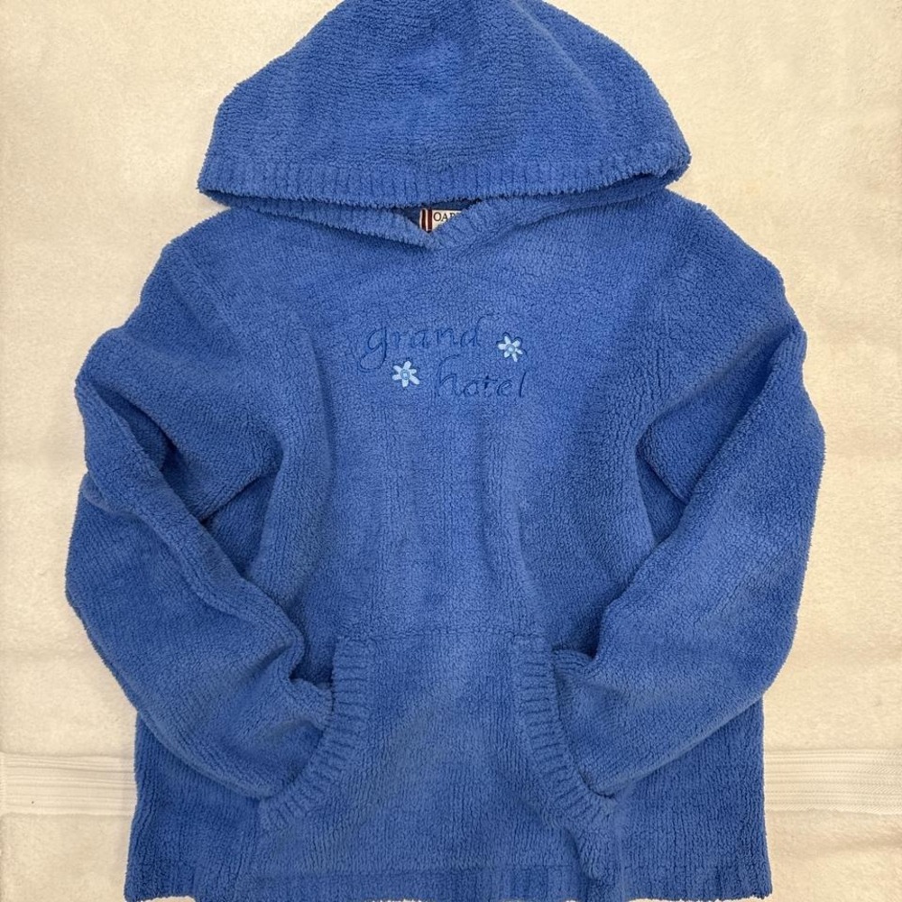 cozy sherpa oversized hoodie with flower detailing